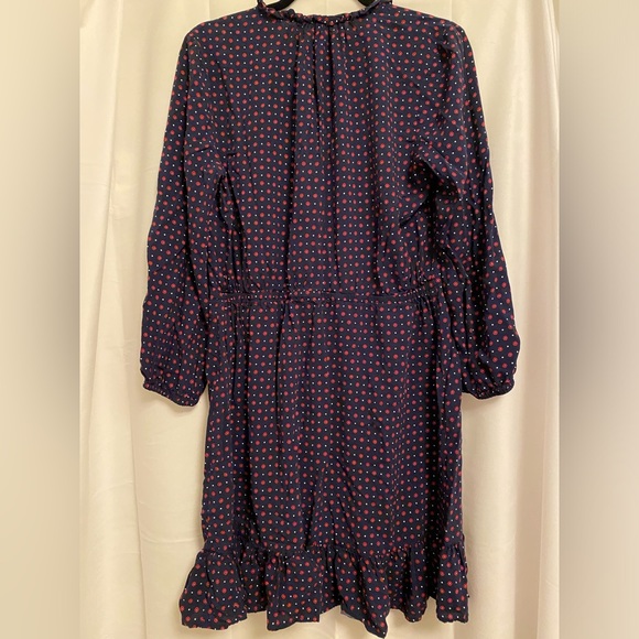 Draper James Navy Blue Floral Dot Lucinda Popover        Dress SIZE: Large - Picture 3 of 4